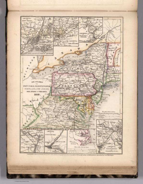 Die Staaten von New York, Pennsylvania, Maryland, New Jersey, Delaware & Virginia 1850