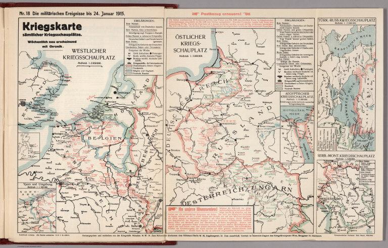 World War I Map (German), Nr. 18. Military Events ... to January 24, 1915.