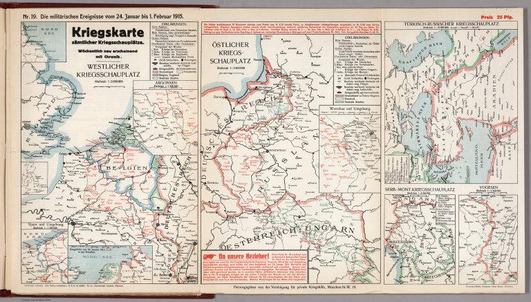 World War I Map (German), Nr. 19. Military Events ... to February 1, 1915.