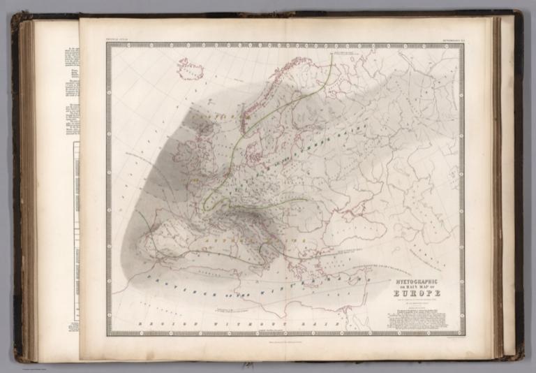 Hyetographic or Rain Map of Europe.