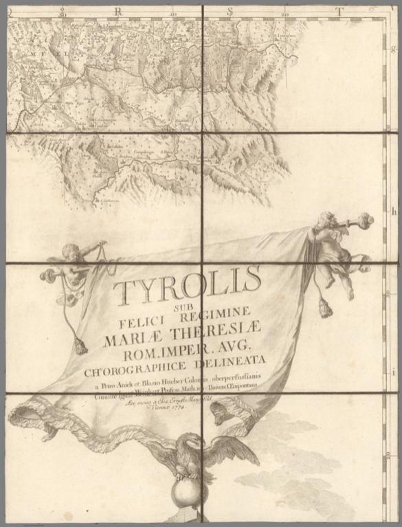 Title Page: XV. Tyrolis sub Felici Regimine Mariae Theresiae Rom.Tyrol Gegen Suden