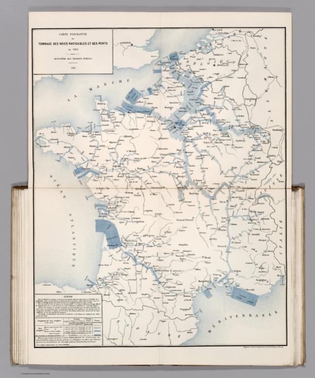 Carte Figurative du Tonnage des Voies Navigables et de Ports en 1883.