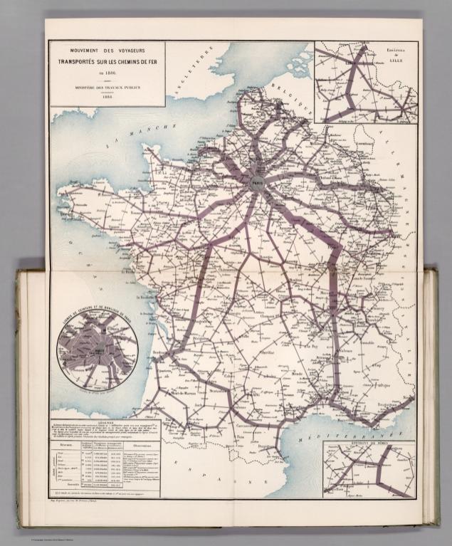 Mouvement des Voyageurs Transportes sur les Chemins de Fer en 1886.