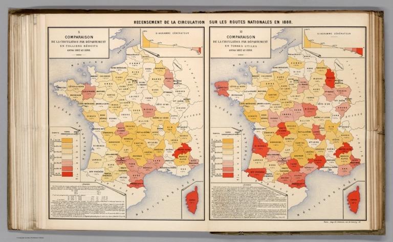 X. Circulation en Colliers Reduits entre 1882 et 1888. XI. Circulation en Tonnes Utiles entre 1882 et 1888.