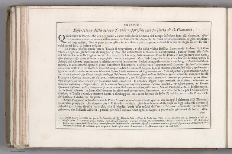 Text: V.1: Libro primo: Descrizione della ottava tavola... la Porta di S. Giovanni