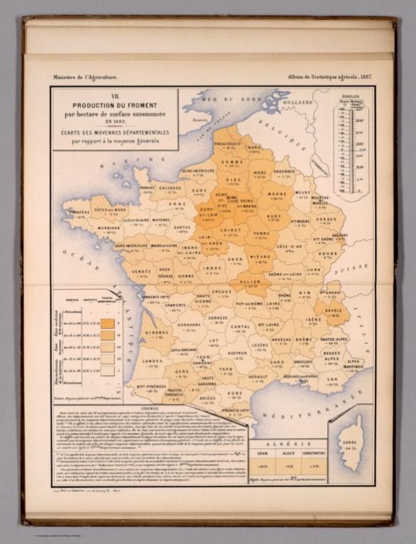 VII. Production du froment par hectare surface ensemencee, En 1882