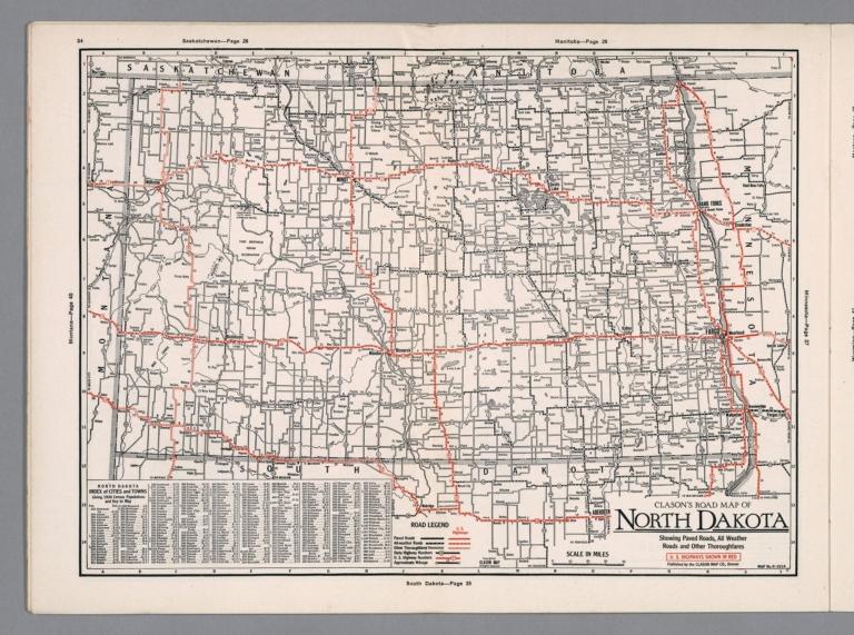 Clason's Road Map of North Dakota