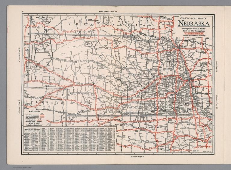 Clason's Road Map of Nebraska