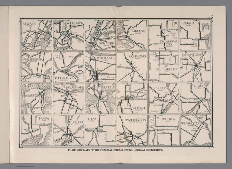 In and out maps of the principal cities showing highway connections