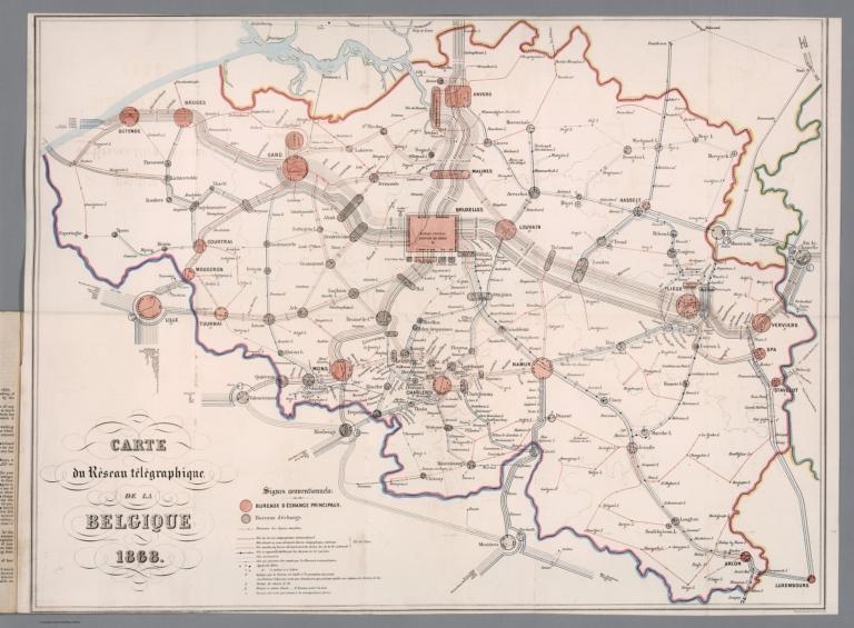 Carte du reseau telegraphique de la Belgique