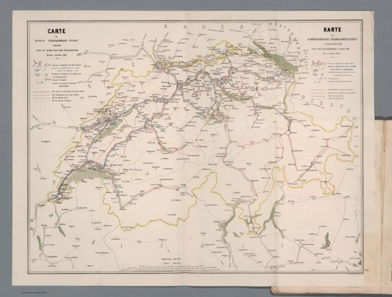 Carte du reseau telegraphique Suisse