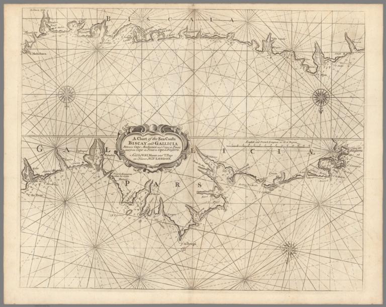 Pl. 16. Pt. I. A chart of the sea coasts Biscay and Gallicia