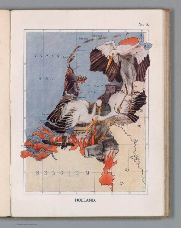 8. Holland. The Stork-Mother Shelters her Little Ones in the Burning City.