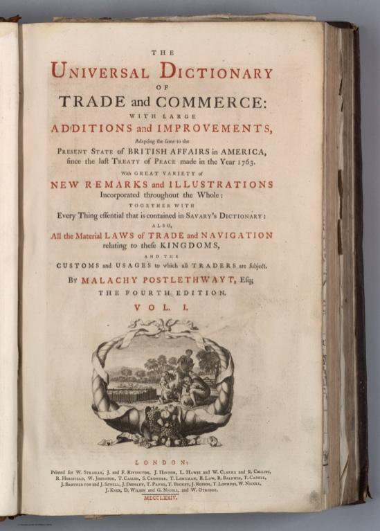 Title Page: Vol. I. The Universal Dictionary Of Trade and Commerce.