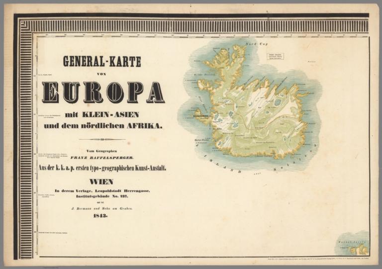 2nd.Title Page to: Blat No. 1 Der typometrische General-Karte von Europa. Insel Island