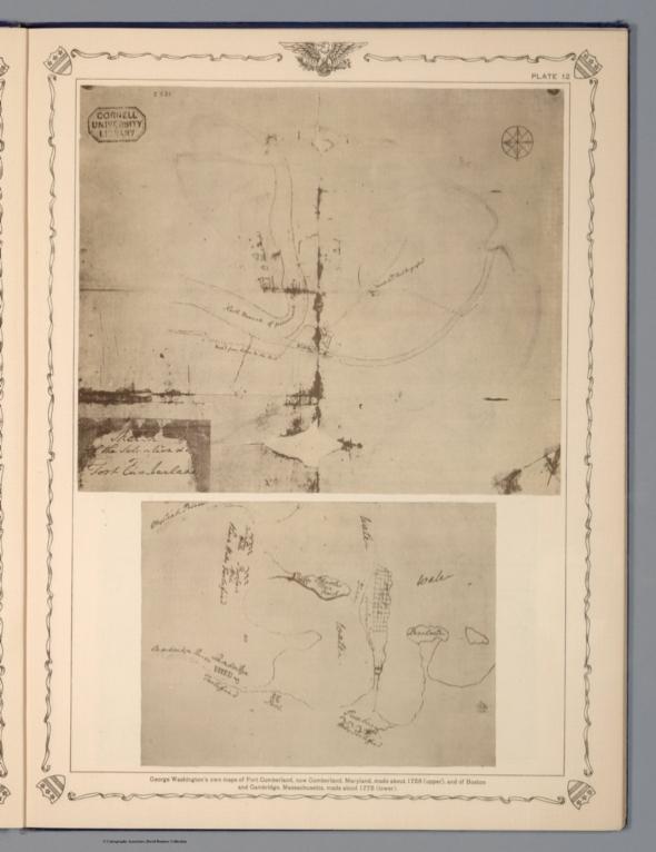 George Washington's own maps of Fort Cumberland, now Maryland, made about 1758