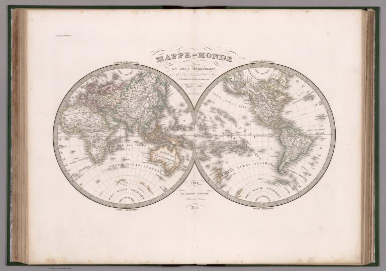 Mappe-monde en deux hemispheres