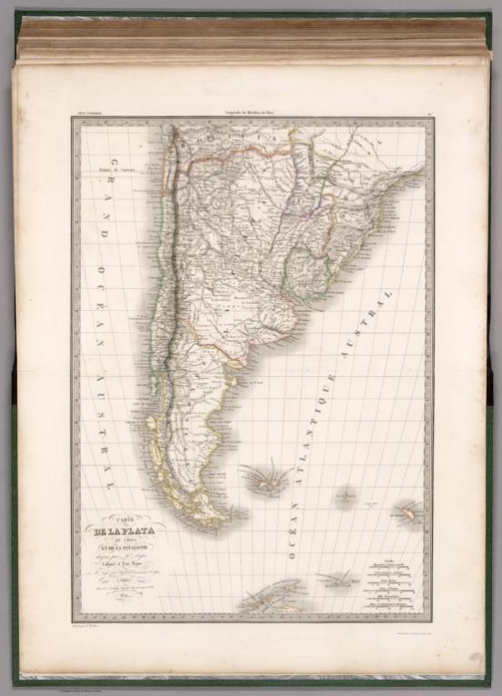 Carte de la Plata, du Chili, et de la Patagonie