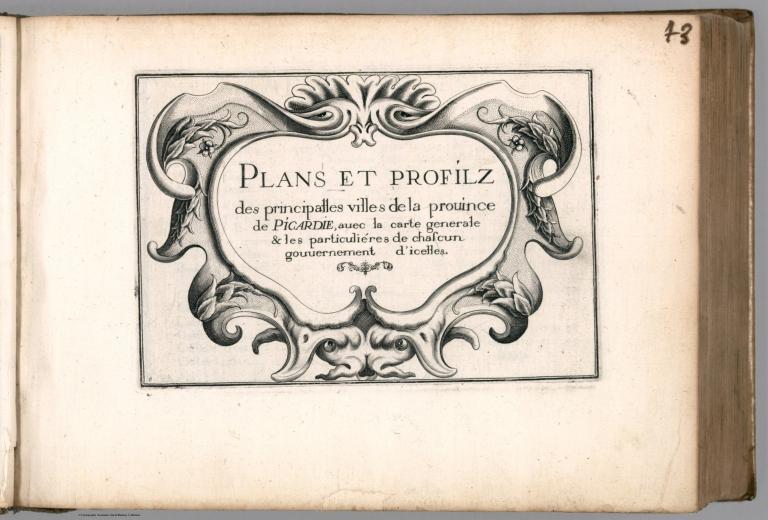 Half Title Page: Premiere partie: Plans et profils des principales villes de la province de Picardie