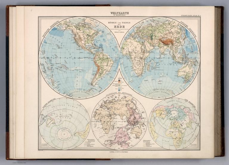 4. Weltkarte in Halbkugeln.