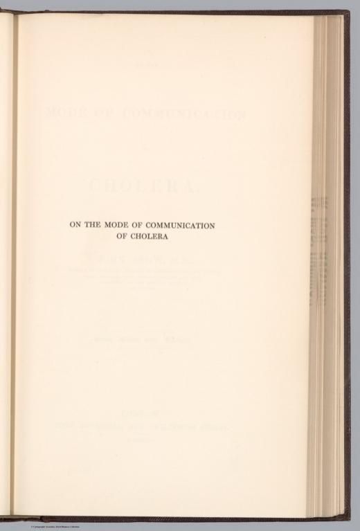 Title Page: On the mode of communication of cholera