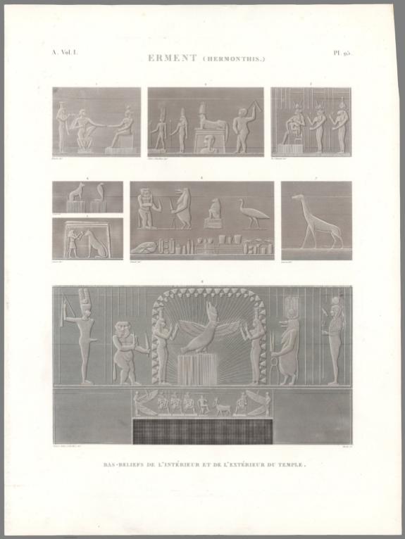 Planche 95, Erment (Hermonthis). Bas-Reliefs De L'intérieur Et De L'extérieur Du Temple.