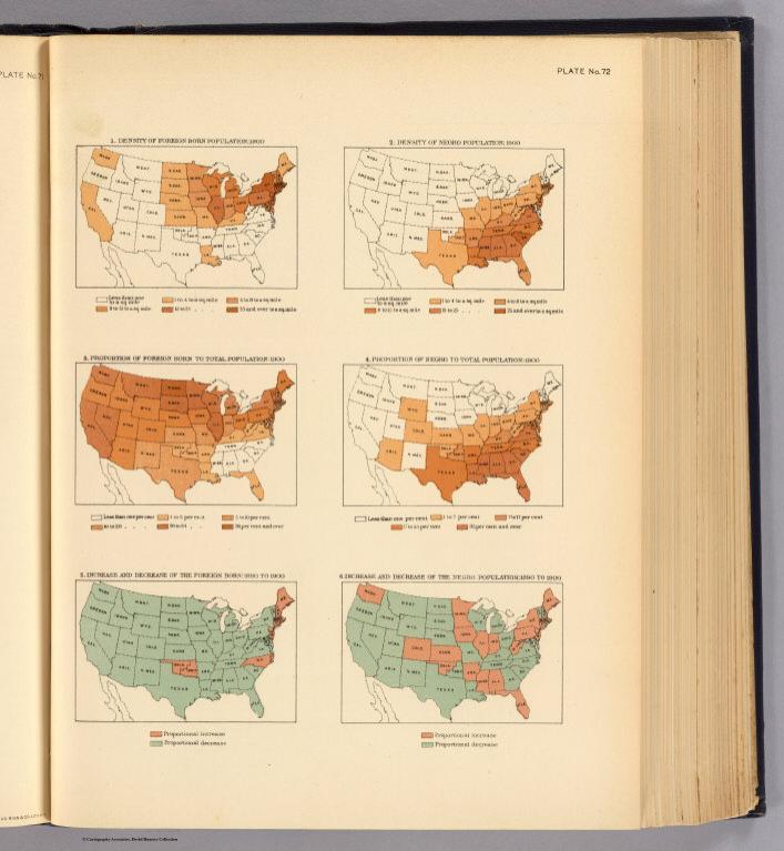 72. Density, proportion, increase, foreign born, Negro.