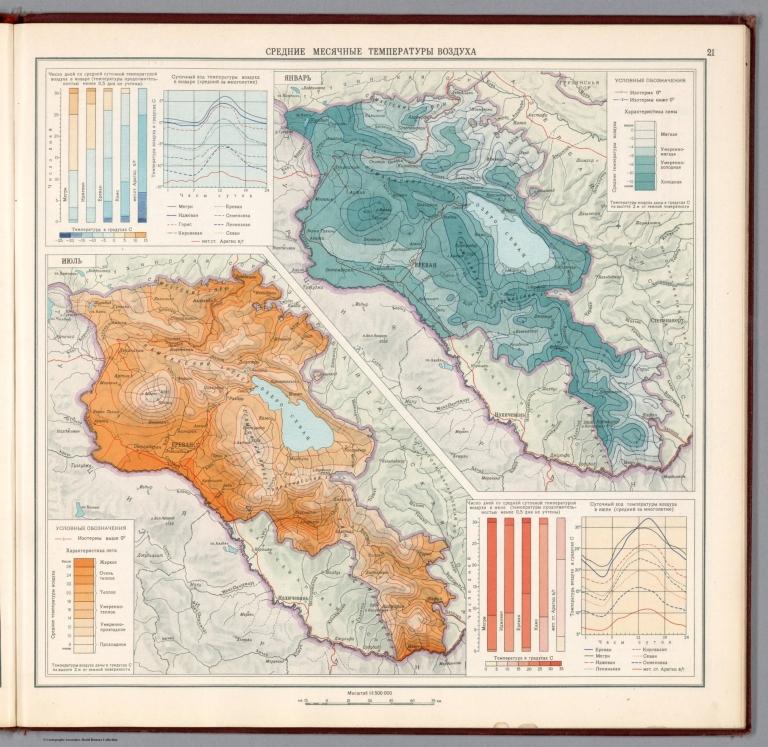 Sredniye mesyachnye temperatury vozdukha : Yanvar. Iyul