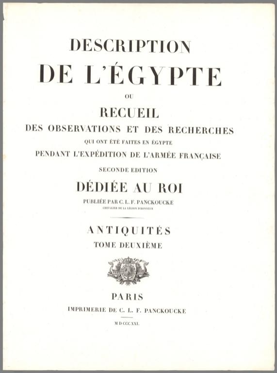 Title: Antiquites Tome Deuxieme. Description De L'Égypte.