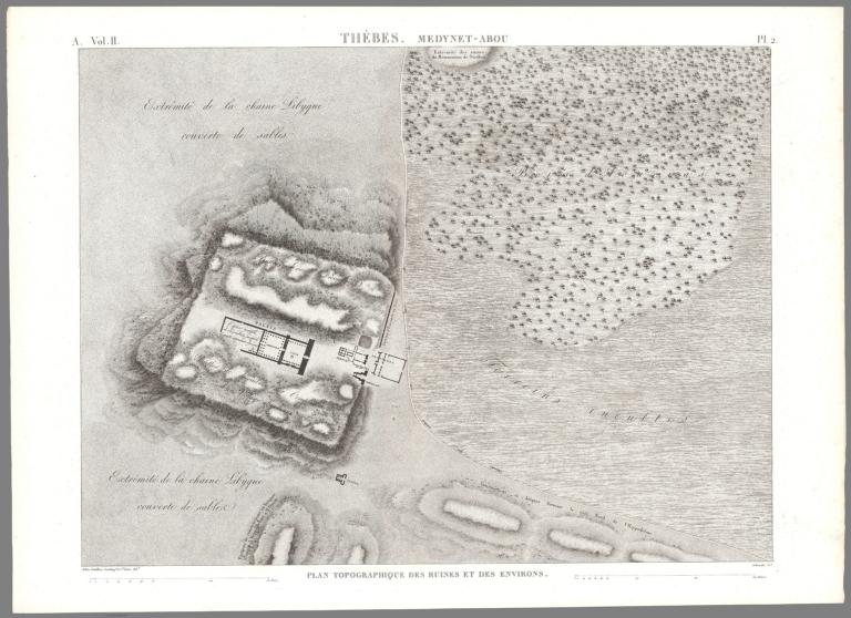 Planche 2 Thèbes, Medynet-abou. Plan Topographique Des Ruines Et Des Environs.