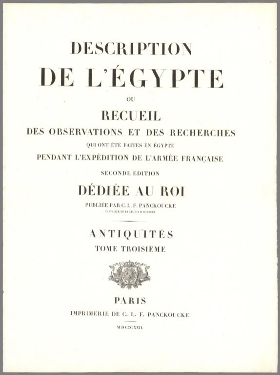 Title: Antiquités Tome Troisième. Description De L'Égypte.