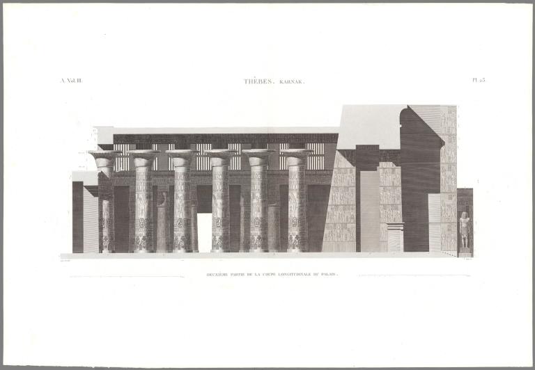 Planche 23 Thèbes, Karnak. Deuxième Partie De La Coupe Longitudinale Du Palais.