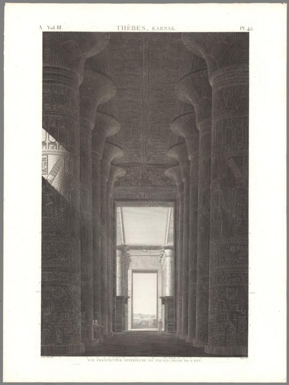 Planche 42 Thèbes, Karnak. Vue Perspective Intérieur Du Palais, Prise De L'est.