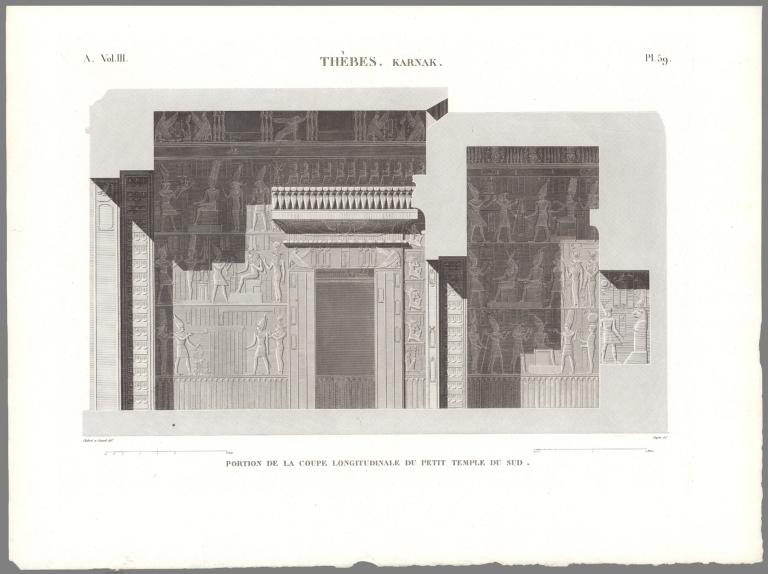 Planche 59 Thèbes, Karnak. Portion De La Coupe Longitudinale Du Petit Temple Du Sud.