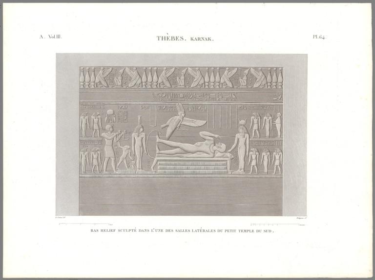 Planche 64 Thèbes, Karnak. Bas-Reliefs Sculpté Dans L'une Des Salles Latérales Du Petit Temple Du Sud.