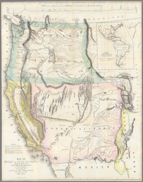 Map Of Oregon And Upper California (Showing the Gold Regions)