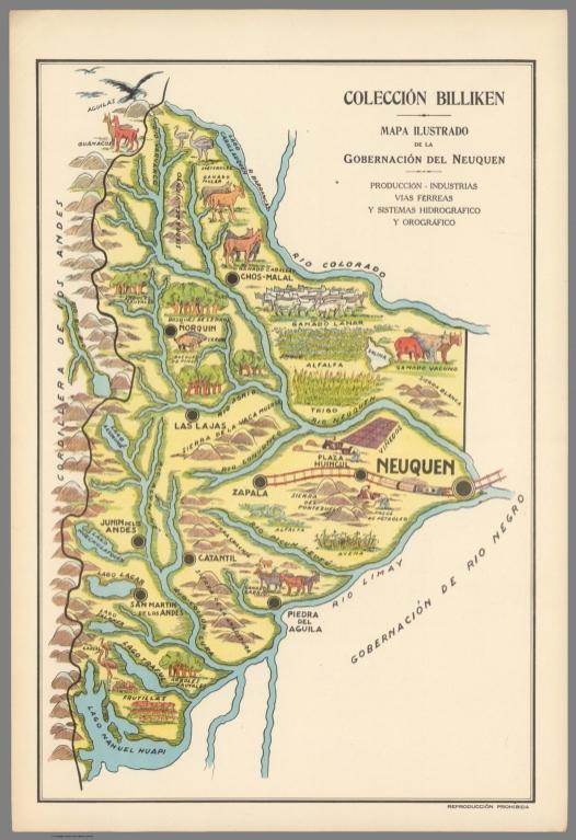 Mapa ilustrado de la Gobernacion del Neuquen