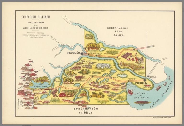 Mapa ilustrado de la Gobernacion de Rio Negro