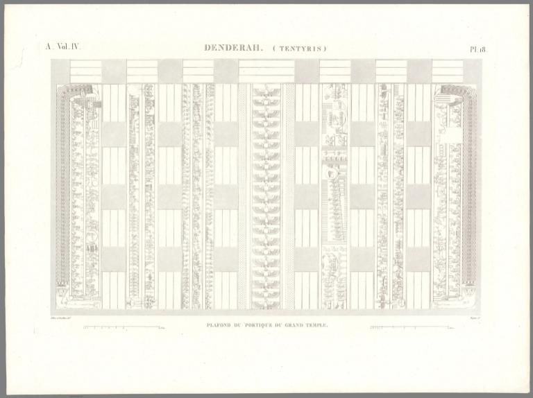 Planche 18 Dendérah (Tentyris). Plafond Du Portique Du Grand Temple.