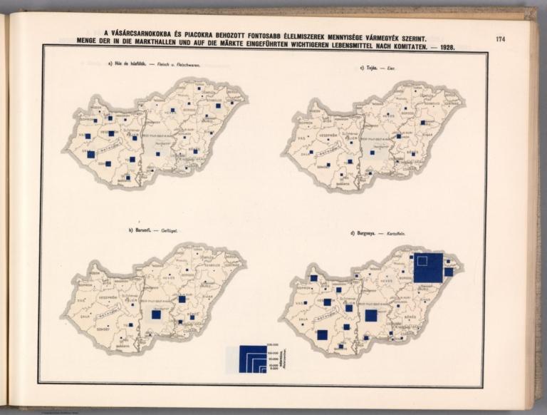 A vásárcsarnokokba és piacokra behozott fontosabb élelmiszerek mennyisége vármegyék szerint. = Menge der in die Markthallen und auf die Märkte Eingeführten Wichtigeren Lebensmittel nach Komitaten. 1928 (1).