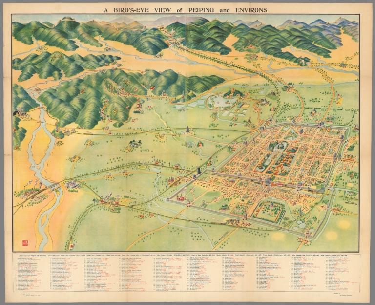 A Bird's-Eye View of Peiping and Environs. 北平城郊鸟瞰图 