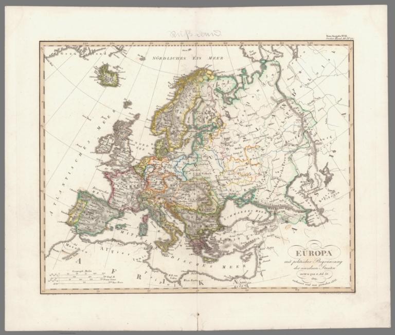 Europa mit politischer Begranzung der einzelnen Staaten