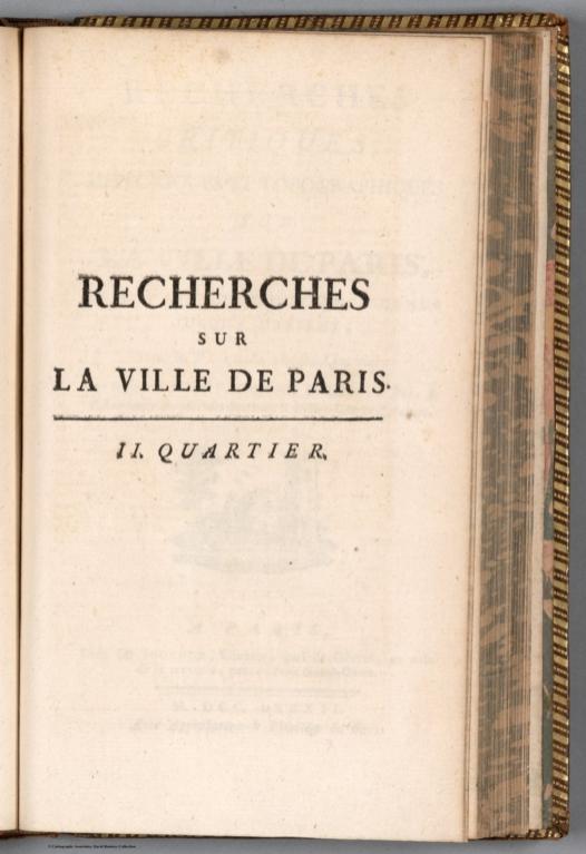 Title: Vol 1 II Quartier. Recherches Sur La Ville de Paris.