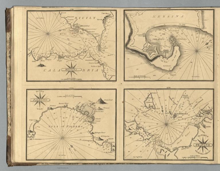 7A: No. 81. Straits of Messina. No. 82. Port of Messina. No. 85. Gulf of Palermo. No. 86 Port of Trapano