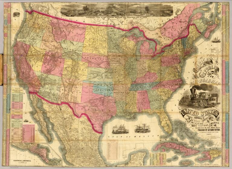 The American Republic and rail-road map of the United States.