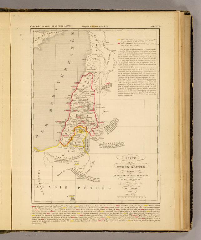 Terre Sainte divisee en royaumes d'Israel et de Juda de 975 a 588.