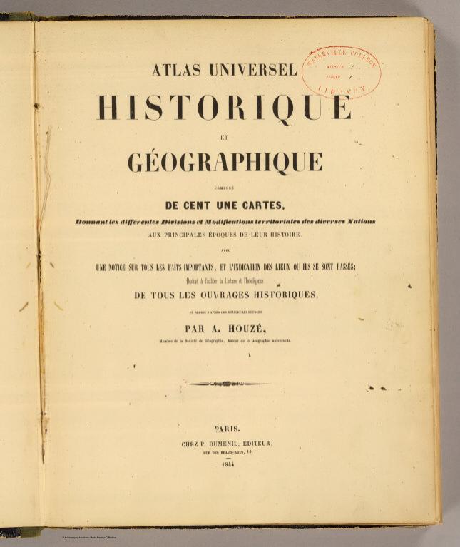 Title Page: Atlas universel historique et geographique.