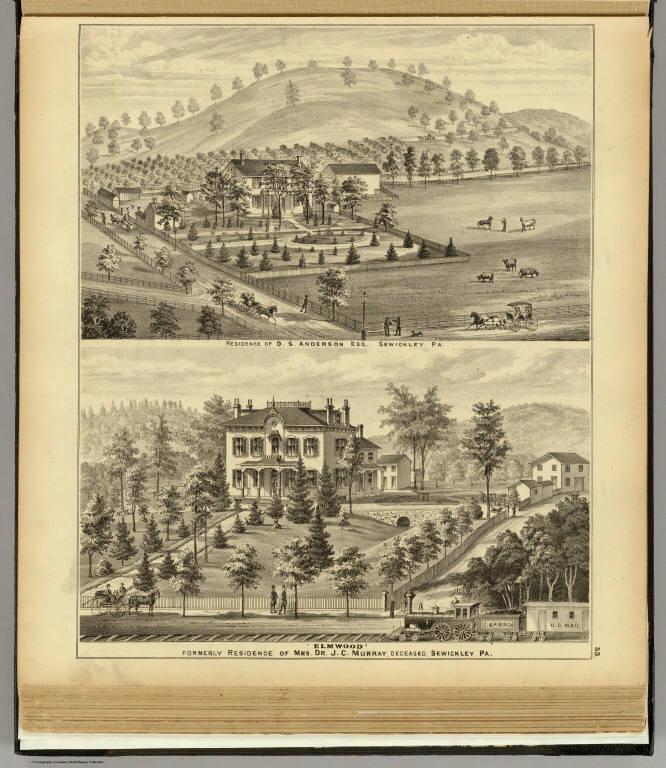 Residence of D.S. Anderson Esq. (with) "Elmwood" formerly residence of Mrs. Dr. J.C. Murray, Sewickley, Pa.