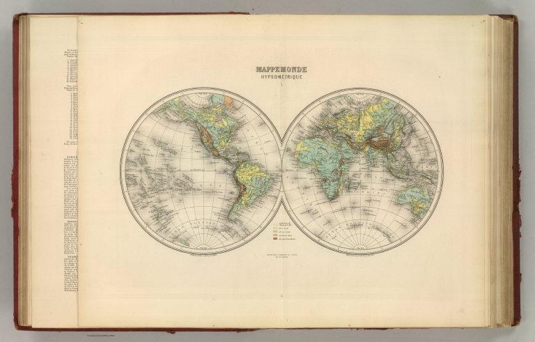 Mappe Monde. Hypsometrique.