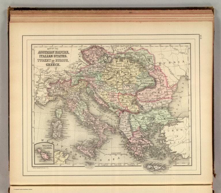 Austrian Empire, Italy, Turkey in Europe, Greece.